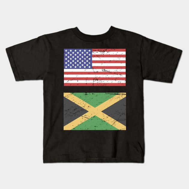 United States Flag & Jamaica Flag Kids T-Shirt by MeatMan